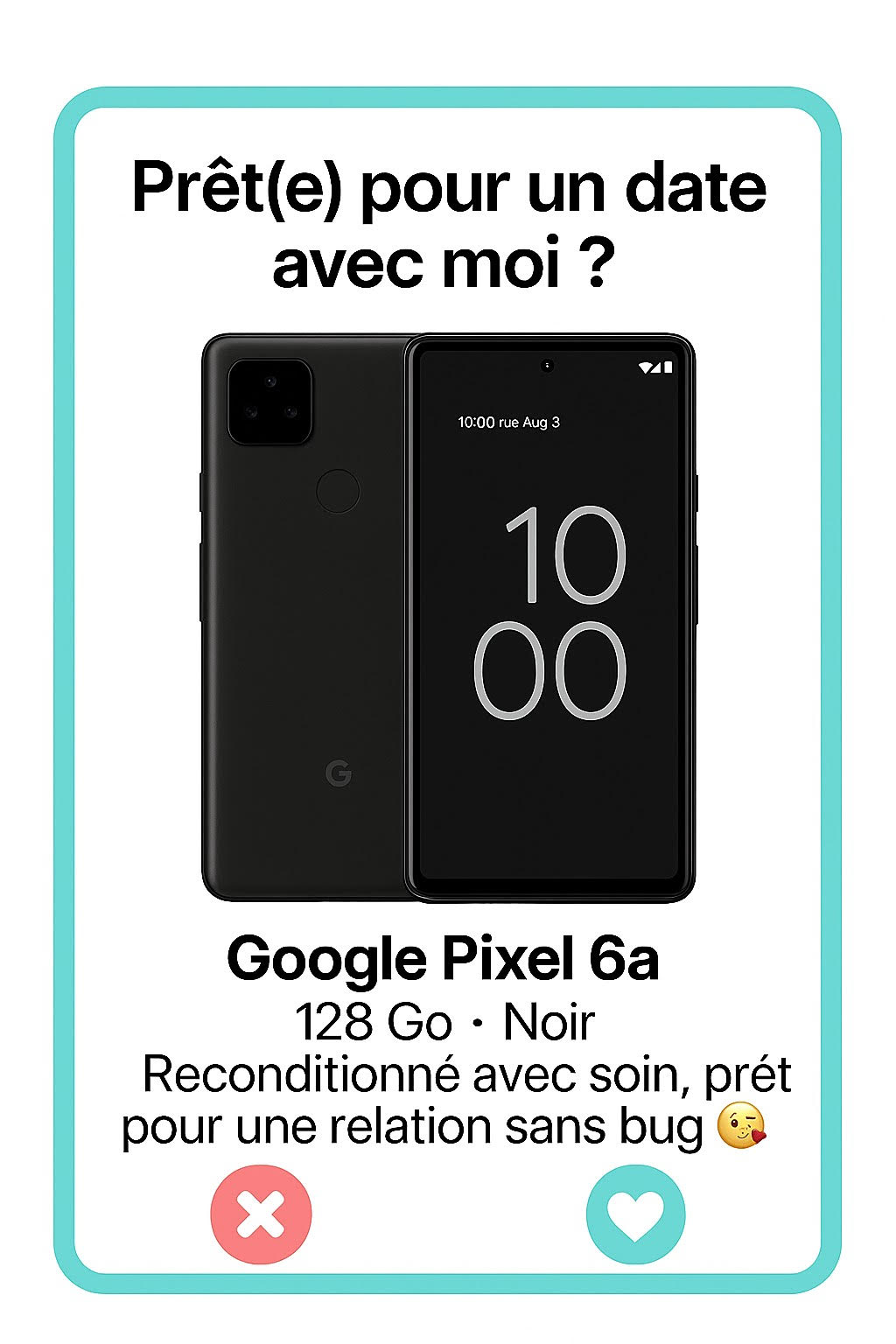 Google Pixel 6a 128 Go Noir - Simphonee