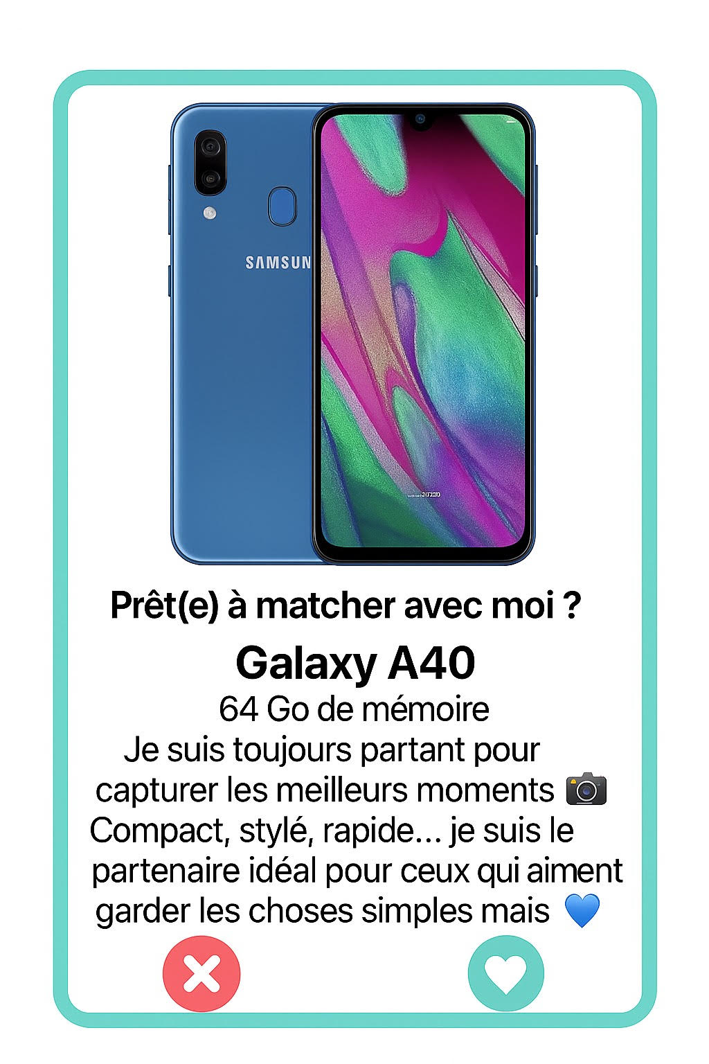 Samsung Galaxy A40 Tinder Simphonee